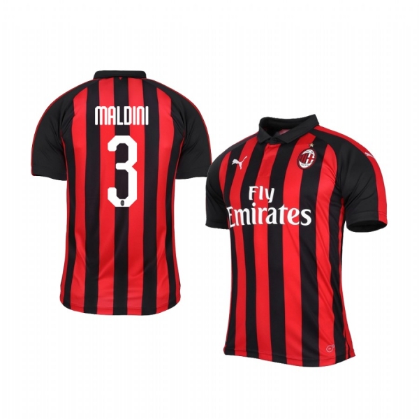 Paolo Maldini AC Milan 18-19 Home Men's Red Black Retired Player Jersey