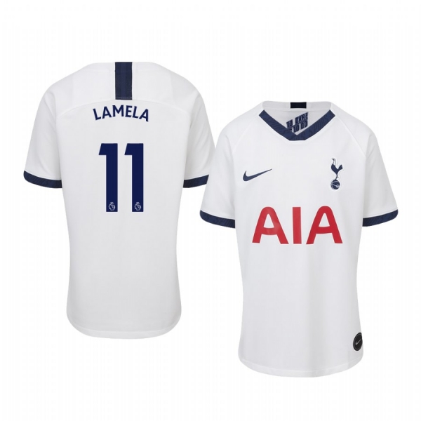 Youth Erik Lamela Tottenham Hotspur 19-20 Home White Short Sleeve Jersey