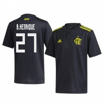 Youth Flamengo Bruno Henrique Black Third Short Sleeve Jersey 2020