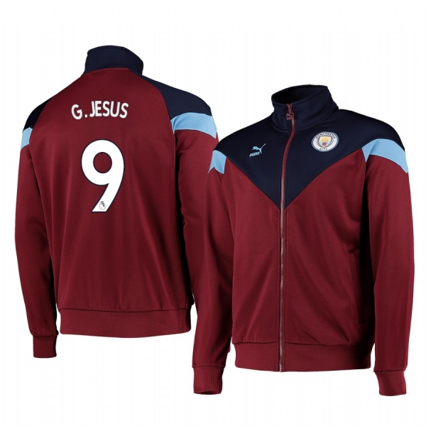 Gabriel Jesus Manchester City Burgundy Iconic MCS Track Full-Zip Jacket