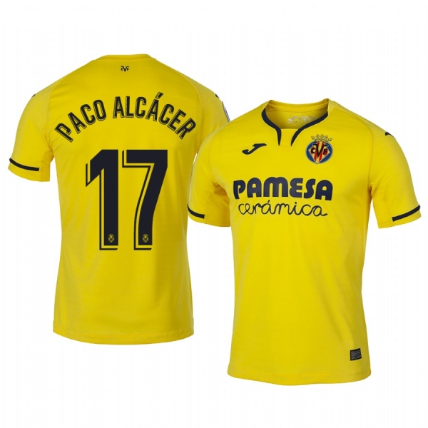 Paco Alcacer Villarreal 19-20 Home Men's Yellow Official Short Sleeve Jersey