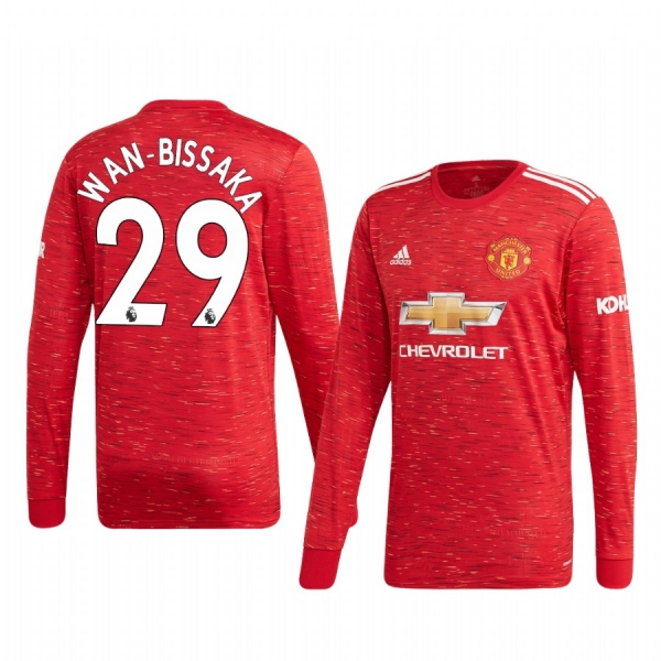 Aaron Wan-Bissaka Manchester United 2020 Home Men's Red Long Sleeve Jersey