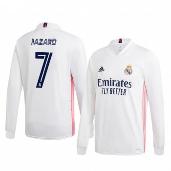 Eden Hazard Real Madrid 2020-21 Home Men's White Long Sleeve Jersey