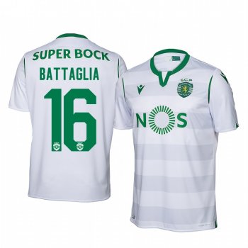 Rodrigo Battaglia Sporting Lisbon 19-20 Third Men's White Short Sleeve Jersey