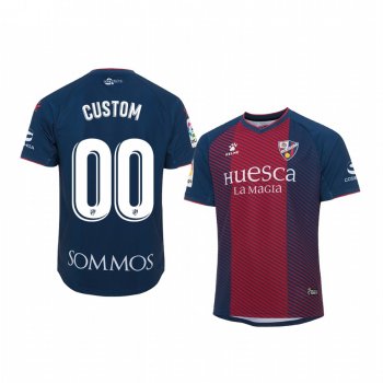 Custom SD Huesca Home Navy Red Short Sleeve Jersey