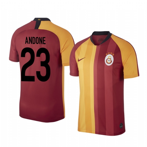 Florin Andone Galatasaray 19-20 Red Yellow Home Men's Short Sleeve Jersey