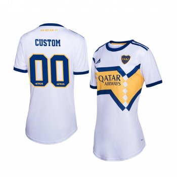 Boca Juniors Custom Women's White Away Short Sleeve Jersey 19-20