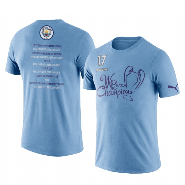 Men's Kevin De Bruyne Manchester City We Are The Champions Short Sleeve T-shirt