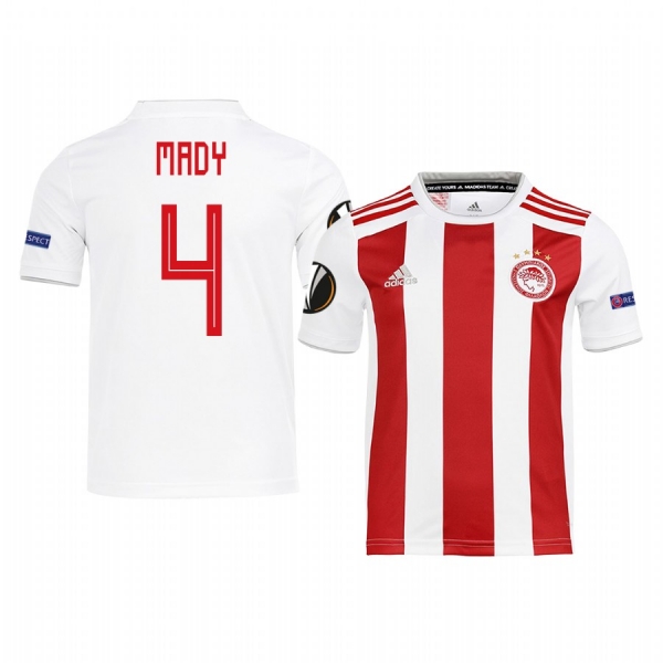 Youth Mady Camara Olympiacos Piraeus UEFA Europa League Home White Short Sleeve Jersey