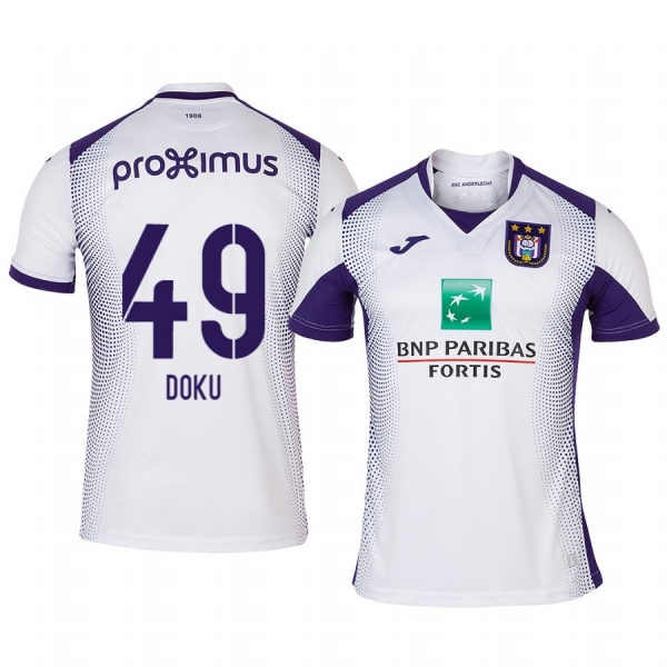 Jeremy Doku Anderlecht 19-20 Away Men's White Short Sleeve Jersey