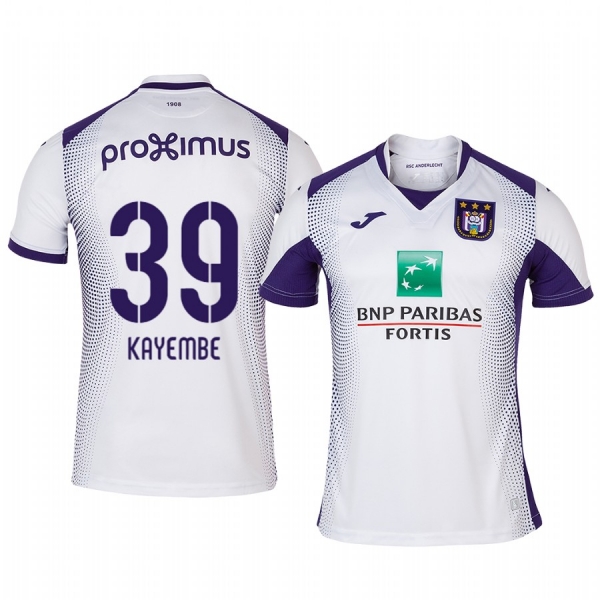 Edo Kayembe Anderlecht 19-20 Away Men's White Short Sleeve Jersey