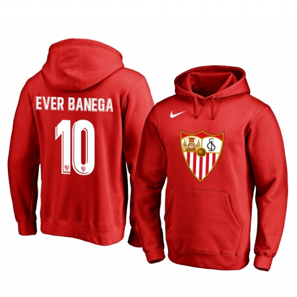 Ever Banega Sevilla Red Team Logo Pullover Hoodie