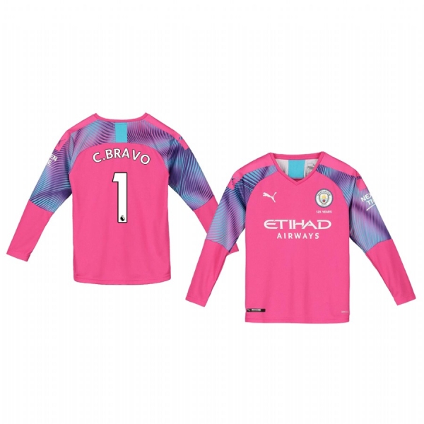 Youth 19-20 Manchester City Claudio Bravo Pink Away Goalkeeper Jersey