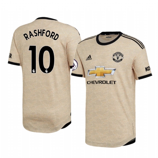 Marcus Rashford Manchester United 2020 Away Authentic Short Sleeve Tan Jersey