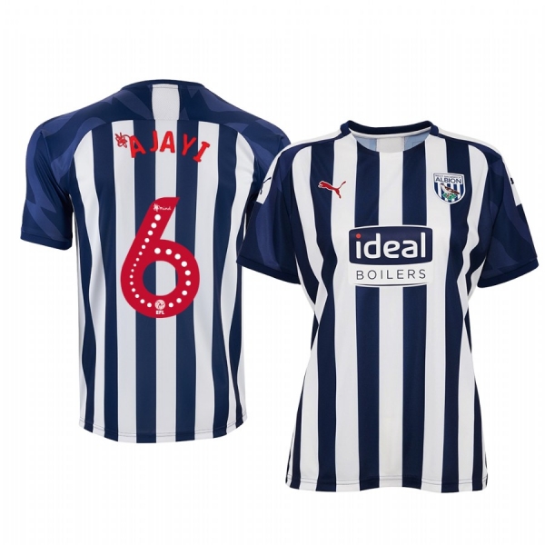 Women's West Bromwich Albion Semi Ajayi White Blue Home Short Sleeve Jersey 19-20