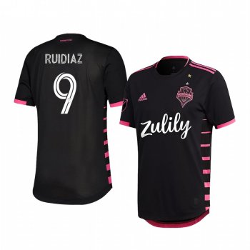 Seattle Sounders FC Raul Ruidiaz Men's Black Nightfall Short Sleeve Jersey 2020