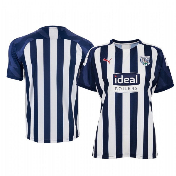 Women's West Bromwich Albion White Blue Home Short Sleeve Jersey 19-20