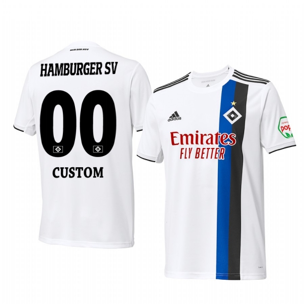 Hamburger SV Custom 19-20 Home Men's White Short Sleeve Jersey