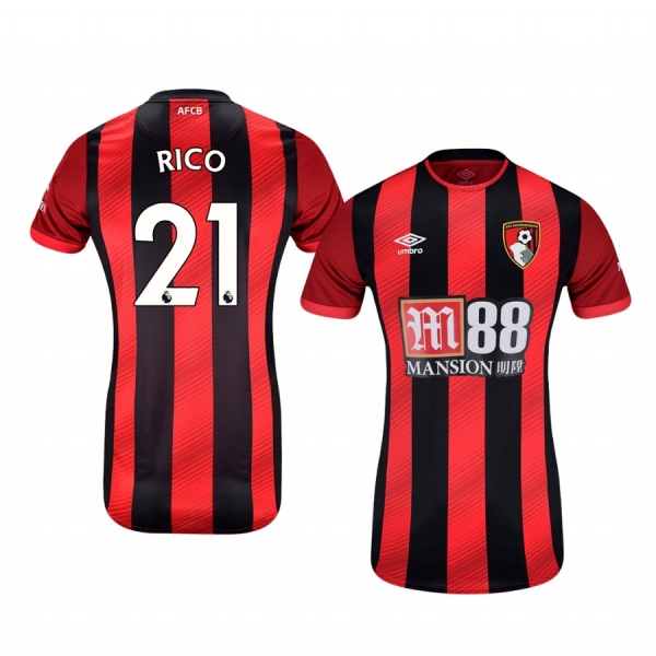 Women's Diego Rico AFC Bournemouth Home Short Sleeve Jersey 19-20