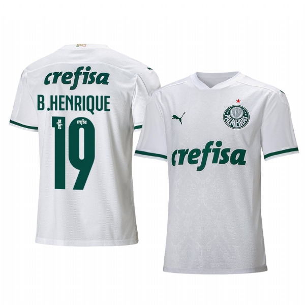 SE Palmeiras Bruno Henrique Men's White Away Short Sleeve Jersey 2020-21