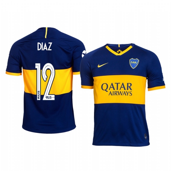 Boca Juniors Marcos Diaz Men's 19-20 Home Replica Short Sleeve Jersey