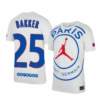 Paris Saint-Germain Mitchel Bakker Men's White Game Jersey 2020-21