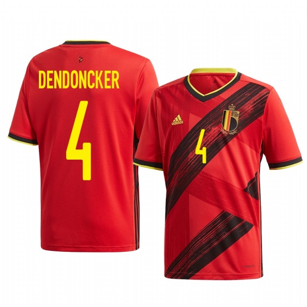 Belgium Leander Dendoncker Men's 2020 Home Authentic Short Sleeve Jersey