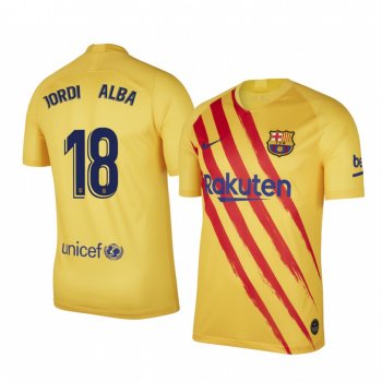 Jordi Alba Barcelona Fourth Yellow Short Sleeve Jersey