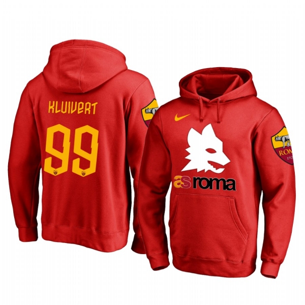 Justin Kluivert AS Roma Red Team Logo Pullover Hoodie