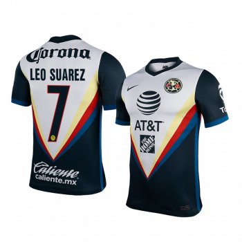 Club America Leonardo Suarez Men's White Navy Away Short Sleeve Jersey 2020-21