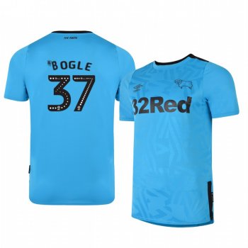 Jayden Bogle Derby County 19-20 Away Men's Blue Official Short Sleeve Jersey