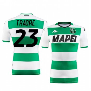 Hamed Junior Traore U.S. Sassuolo Calcio 2019-20 White Green Away Men's Short Sleeve Jersey