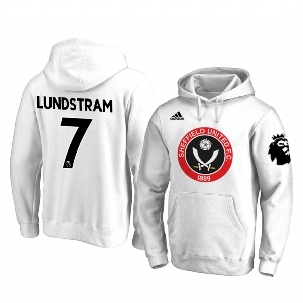 John Lundstram Sheffield United Team Logo White Iconic Pullover Hoodie