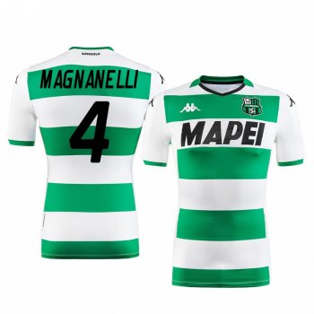 Francesco Magnanelli U.S. Sassuolo Calcio 2019-20 White Green Away Men's Short Sleeve Jersey