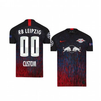 Youth Custom RB Leipzig 2020 UEFA Champion League Away Youth Black Short Sleeve Jersey