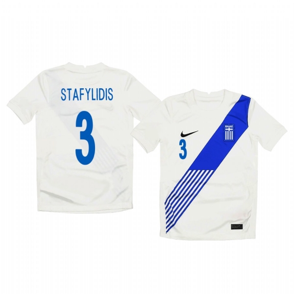 Youth Kostas Stafylidis Greece 2020 White Home Short Sleeve Jersey