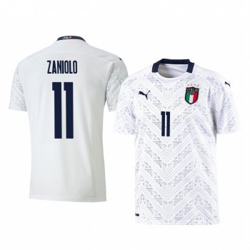 Nicolo Zaniolo Italy 2020 White Away Men's Short Sleeve Jersey