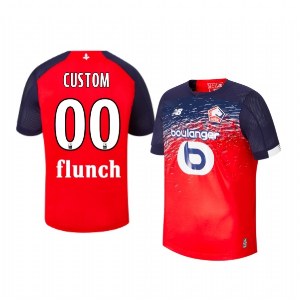 Youth Lille OSC Custom Youth Red Home Short Sleeve Jersey 19-20