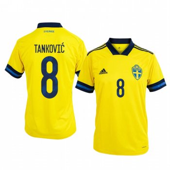 Sweden Muamer Tankovic Men's 2020 Home Authentic Short Sleeve Jersey