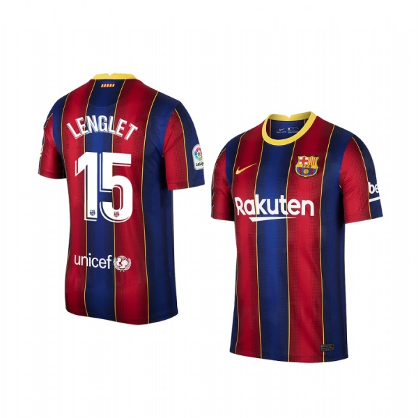 Youth Barcelona Clement Lenglet Red Blue Home Short Sleeve Jersey 2020-21