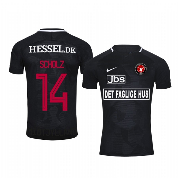 Alexander Scholz Midtjylland Home Black Short Sleeve Jersey