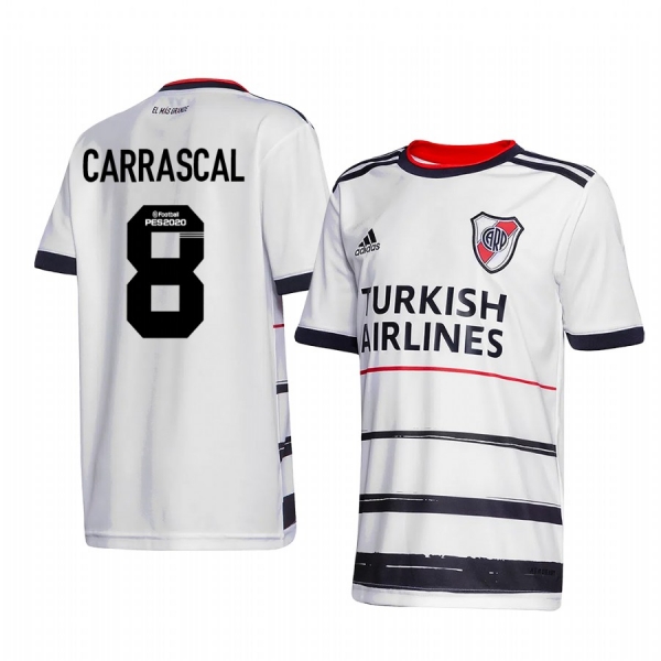 River Plate Jorge Carrascal 2020 Third Men's White Short Sleeve Jersey