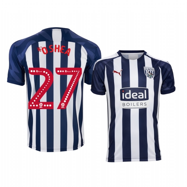 Youth West Bromwich Albion Dara O'Shea White Blue Home Short Sleeve Jersey 19-20