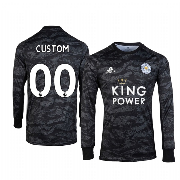 19-20 Leicester City Custom Black Goalkeeper Long Sleeve Jersey Men's