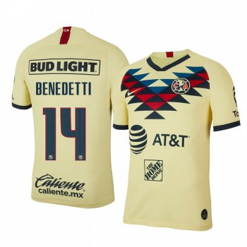 Nicolas Benedetti Club America 19-20 Home Men's Yellow Short Sleeve Jersey