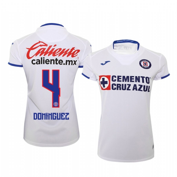 Women's Julio Cesar Dominguez Cruz Azul 19-20 White Away Short Sleeve Jersey