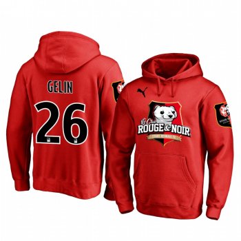 Jeremy Gelin Stade Rennais Red Team Logo Pullover Hoodie