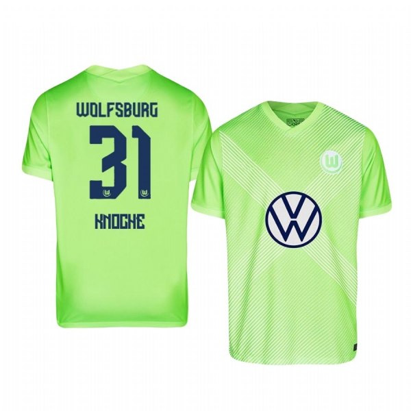 Robin Knoche VfL Wolfsburg 2020-21 Away Men's Green Short Sleeve Jersey