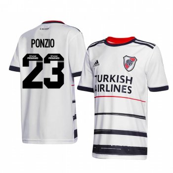 River Plate Leonardo Ponzio 2020 Third Men's White Short Sleeve Jersey