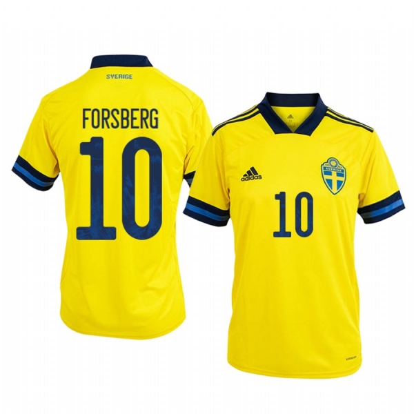 Sweden Emil Forsberg Men's 2020 Home Authentic Short Sleeve Jersey